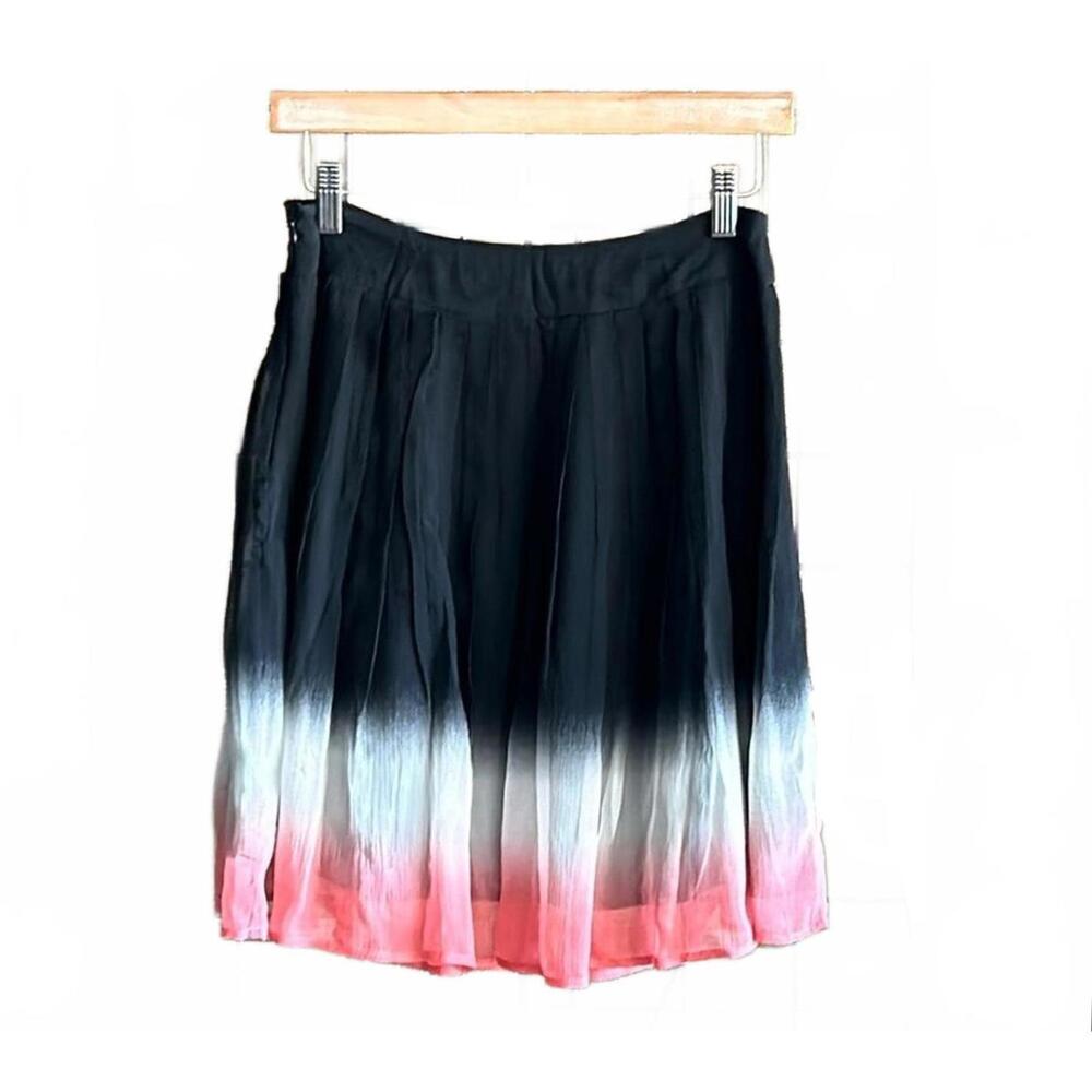 Forever Womens Skirt Sz XS Black Ombre Silk Pleated Flowy
